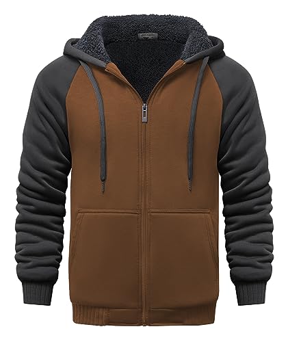 Image of GEEK LIGHTING Men's Fleece-Lined Zip Up Hoodie, Thick Hooded Jacket Winter Warm Athletic Sweatshirt