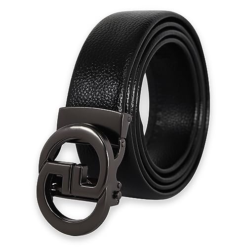 Image of Aurolran Men&Womens Leather Dress Belt Business Automatic Buckle Belt Color-Black Silver Gold