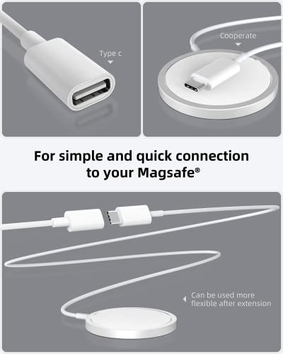 Conmdex Usb C Extension Cable For Mag-Safe Charger Ps5 Controller Charging, 9V 3A Usb Type C Female To Male Extender Cord For Mag- Safe Charger Iphone 14/13/12, Homepod And More White (6.6Ft / 2M) #TOP1