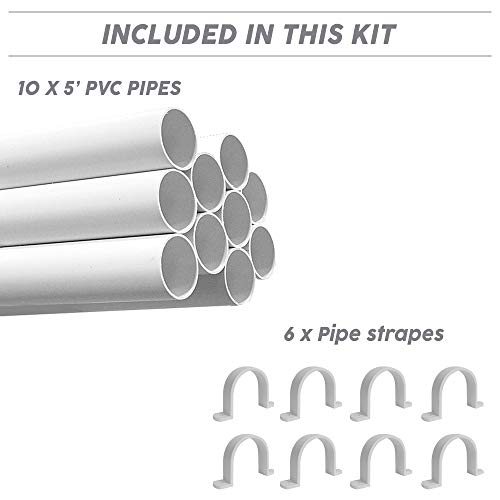 Ovo Complet Central Vacuum 3 Inlets Installation Kit With 50 Ft Pvc Pipe And Fittings Included, White #TOP1