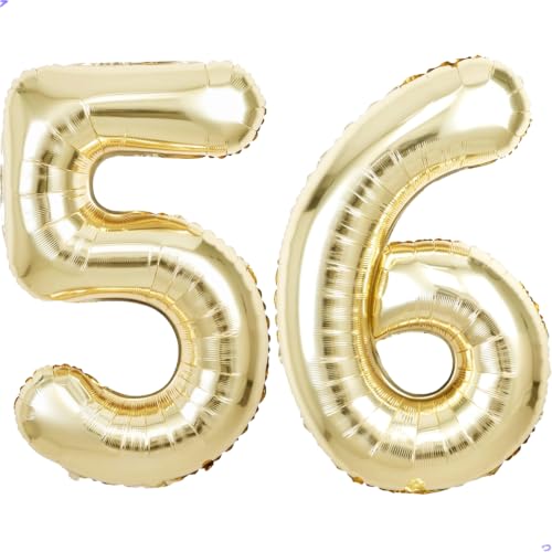 Image of Champagne Gold Number 56 65 Balloon for First Birthday Decorations, 40 inch Huge Light Gold 56th 65th Birthday Balloons Foil 56 Balloon Birthday Party Decor, Anniversary, Party Favors, Supplies