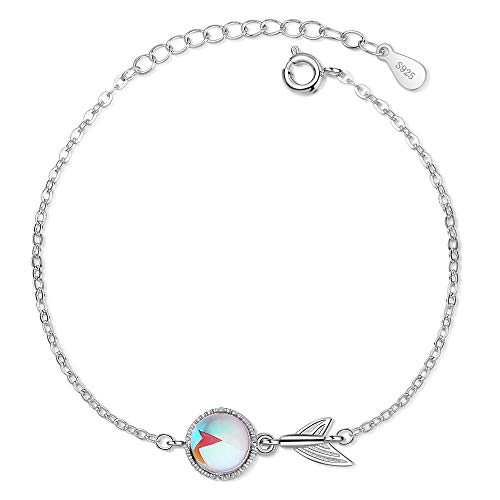 Yikoly - Pulsera de plata 925, diseño de peces, diseño de pez, para mujeres y niñas, ajustable, Plata de ley