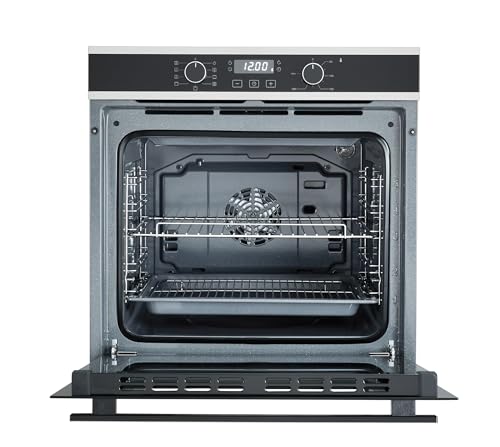 هوفر فرن غاز مدمج 60 سم - فرن كهربائي بسعة 80 لتر، باب من 3 طبقات من الزجاج المقسى بقوة 2900-3450 واط، 50-250 درجة مئوية، 9 برامج، مؤقت رقمي، مروحة حرارية ومروحة تبريد - HEO-T6080-BBI