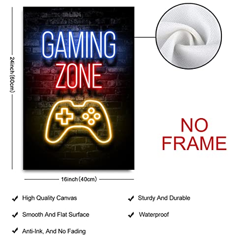 2Pcs Gaming Poster Neon Effect Canvas Print Gaming Wall Art Fashion Funny Gaming Themed Wall Decoration For Video Game Room Teenager Boys Bedroom Playroom #TOP1