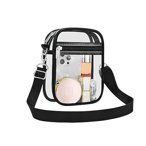 Yuannee Przezroczysta torba crossbody, przezroczysta torba na ramię z PCW z regulowanym paskiem, zatwierdzona przez stadion, przezroczysta torebka na koncert, stadion, podróż, festiwal, imprezy
