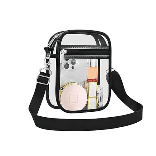 Yuannee Clear Crossbody Bag,PVC Transparent Shoulder Bag with Adjustable Strap Stadium Approved Clear Purse Bag for Concert Stadium Travel Festival Sports Events