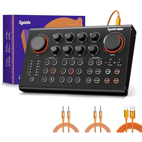 Synido Podcast Equipment Bundle Studio Audio mixer All-in-One Podcast Production for Live Streaming Music Recording Sound Card for PC/Laptop/Phone, Streaming/Podcasting/Gaming (Black) Cover
