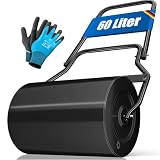 KESSER® Rasenwalze Metall befüllbar mit Wasser oder Sand mit 60 Liter Füllvolumen & 50cm breit | Gartenwalze inklusive Handschuhe | Handwalze Rasenroller Ackerwalze Walze in Braun
