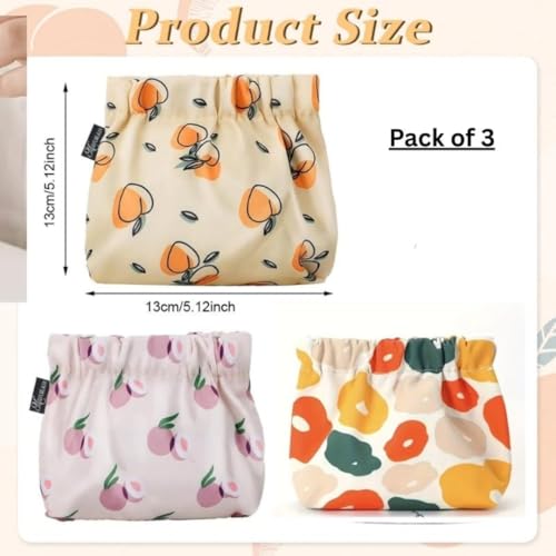 Image of Sprqcart Small Makeup Bag Mini Pouch | Waterproof Drawstring Pocket Organizer | Compact Cosmetic Storage for Lipsticks & Daily Essentials (Pack of 3)