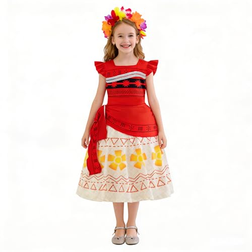 Vestido Princesa Auggle Girls Rojo con Mangas Flutter