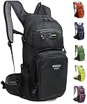 Hiking Daypack Backpack 15L Capacity, Many Compartments, Lightweight & Durable - Ideal as Hydration Backpack for Hiking, Running, MTB Cycling - Bladder NOT Included (Black)