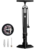 unycos - Bomba de Bicicleta con Manómetro de Alta Presión y Válvulas【Presta | Schrader】 160 PSI/11 Bar | Inflador de Ruedas, 63x23 cm (Negro)