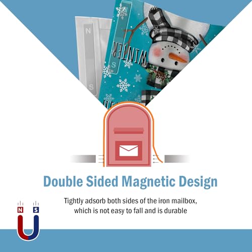 Image of Hello Winter Snowman Blue Mailbox Cover Magnetic Standard Size