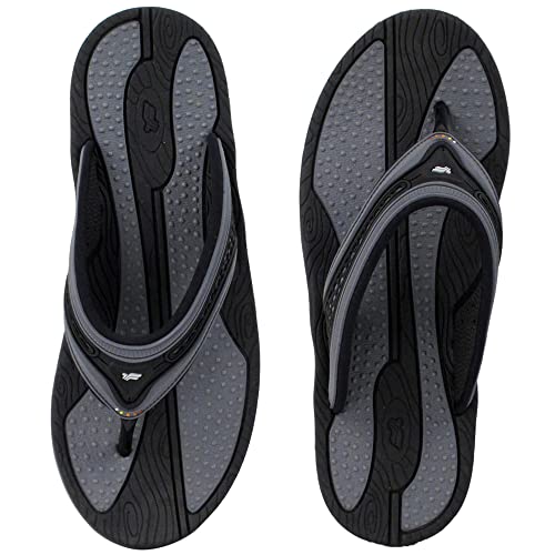 Gold Pigeon Shoes Gp Signature Sports Flip-Flops: 8508 Black Grey, Women Size 7-7.5 & Men Size 6.5-7 (8508-Blk-38) #TOP3