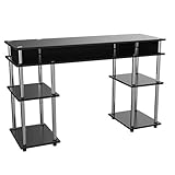 Convenience Concepts Designs2Go No Tools Student Desk with Shelves, Black