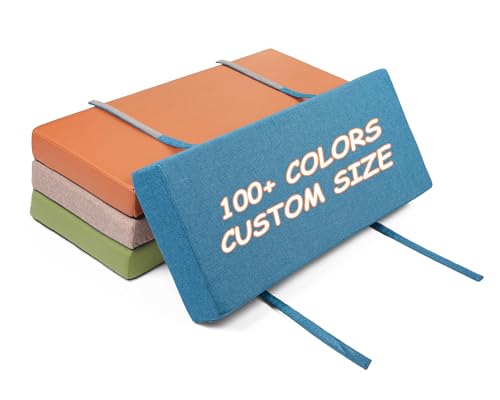 ROFIEJOX Custom Bench Cushion -Custom Size/Shape/Color/Fabric Style/Piping for Outdoor/Indoor furniture, Waterproof Outdoor Bench Cushions with Velcro, Durable 70D High-Density Resilience Sponge