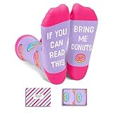 Women's Novelty Funny Saying Donuts Crew Socks If You Can Read This Crazy Food