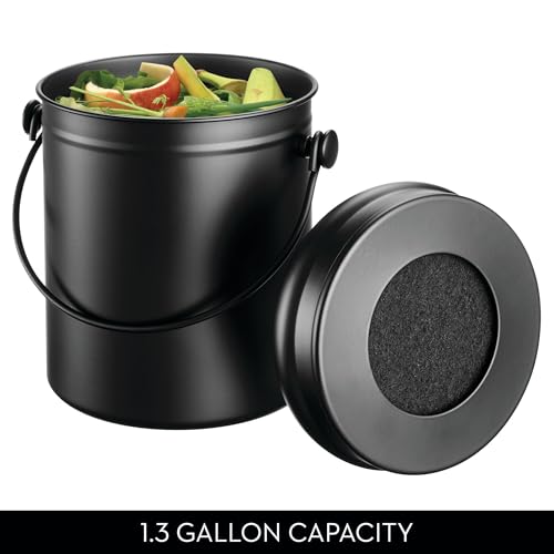 Bac à compost iDesign haut de gamme design noir mat 5 l double filtration innovante - 5