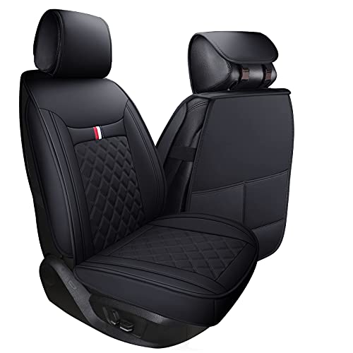 Coverado Leather Car Seat Covers Full Set, Waterproof Leatherette Automotive Vehicle Cushion Cover With Diamond Pattern, Universal Fit For Cars Suv Pick-Up Truck, Black #TOP6