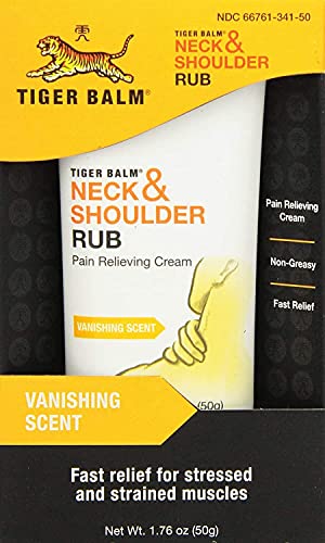 Tiger Balm Neck & Shoulder Rub, 50 g – Shoulder and Neck Topical Relief Cream – Sore Muscle and Joint Relieving Cream – Effective Tension and Discomfort Relief Rub – 2 Pack