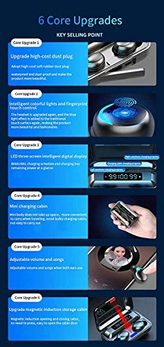 XFTOPSE Fone de ouvido sem fio Bluetooth 5.0, fone de ouvido estéreo 3D à prova d'água, fone de ouv