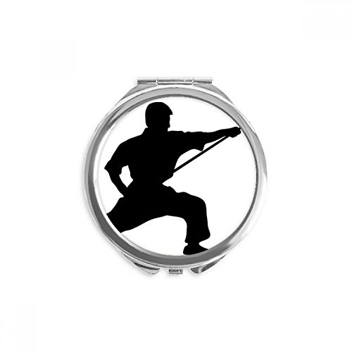 Espejo redondo de bolsillo con diseño de Shaolin Kung Fu para retoques rápidos