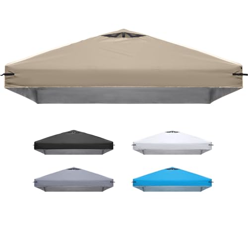 10x10 Canopy Replacement Top Cover with Air Vents for ez up Pop up Canopy Gazebo Tent with Adjustable Straps Waterproof & Anti-UV for Outdoor Shade (Top Only Frame Not Included) (Beige)