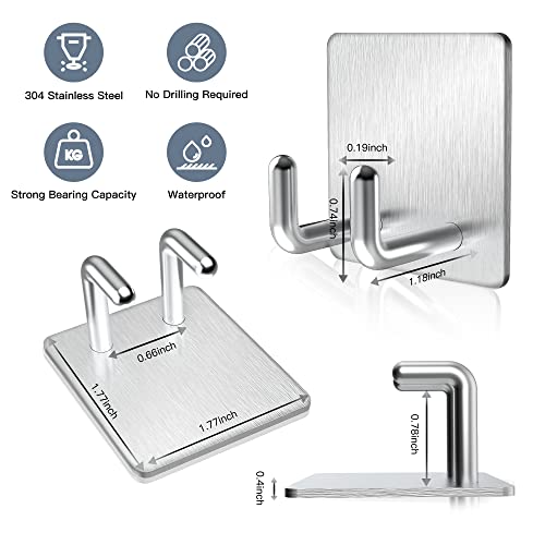 Haken Selbstklebend Handtuchhaken 3 Stück, Edelstahl Rasierer Halterung Dusche Wandhaken Ohne Bohren Klebehaken Handtuchhalter für Bad Toilette Küche Büro, Silber - Image 3