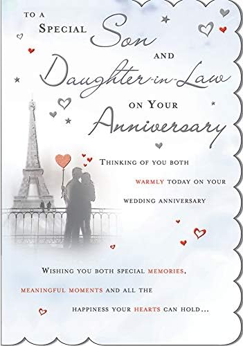 STUNNING TOP RANGE LOVELY WORDS 5 VERSE SON & DAUGHTER-IN-LAW ANNIVERSARY CARD
