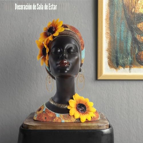 Miniatura 3 de Estatua De Busto De Arte Africano, Decoración Del Hogar, Figuras Africanas De Girasol, Escultura De Busto Afroamericano, Adecuada Para Sala De Estar Y Escritorio