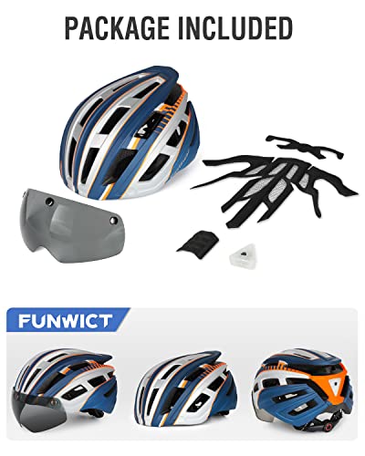 Funwict Casco Bici Per Uomo Donna Adulti, Leggero Casco Bici Da Corsa Con Visiera Magnetici Staccabili E Luce Led, Regolabile Caschetto Bici 57-61 Cm - 7