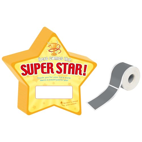 HOOJOJO 50 Pack Scratch Off Cards Classroom Prizes Elementary DIY Custom Scratch Off Tickets for Kids Make Your Own Scratch Off Card (Star-Shaped)