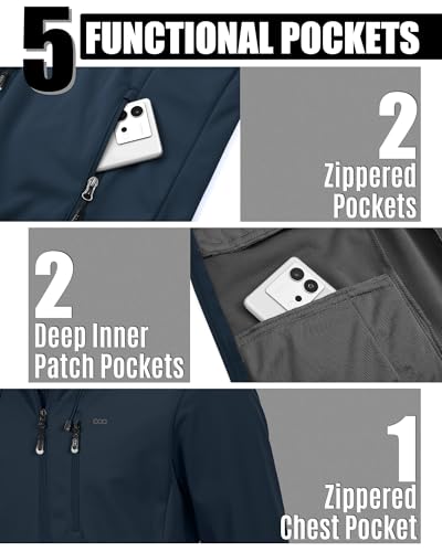 Image of 33,000ft Men's Softshell Jacket with Hood Waterproof Windbreaker Lightweight Rain Shell Jacket for Outdoor Hiking Travel