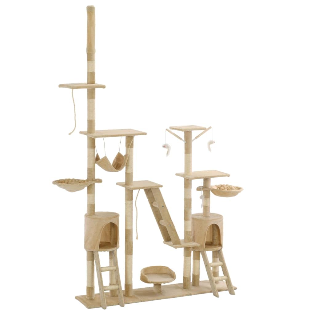 Tour de jeu ajustable du sol au plafond avec arbre à chat géant pour 2 chats