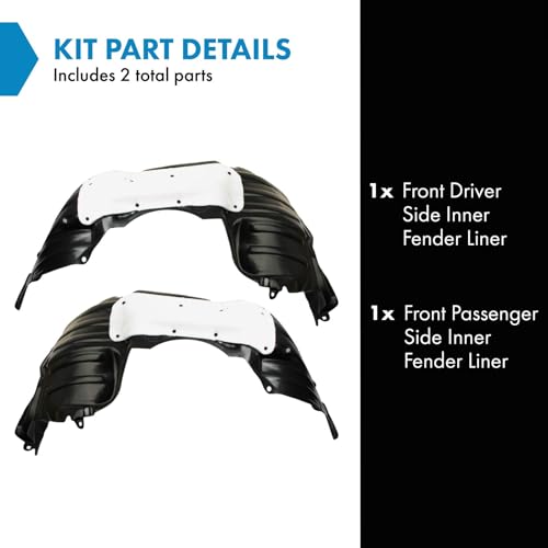 Image of TRQ Front Driver and Passenger Side Inner Fender Liner Set Compatible with 2011-2014 Toyota Sienna LE Limited XLE 2011-2013 Sienna Base Model