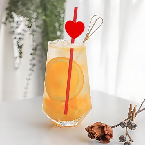 20 pitillos desechables de papel, 7.7 pulg, forma corazón miniatura 6