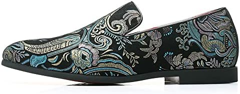 Santimon Men's Paisley Slip On Smoking Loafers Casual Business Formal Walking Relaxed Fit Lightweight Shoes Black 11 US | Image 2