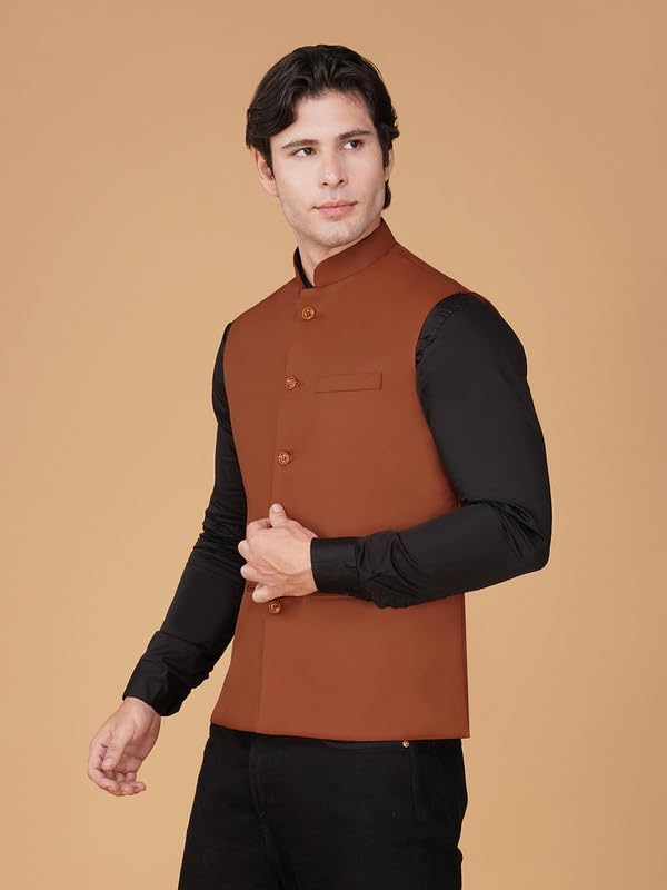 Image of Vastraa Fusion Bandi Modi Koti, Nehru Jacket for Men, Cotton Waistcoat for All Occasion: Diwali, Wedding, Ethnic, Office Party, Formal & casual Look