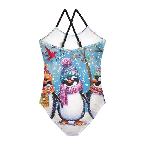 CHIFIGNO Winter Cute Penguin Toddler Swimsuit Girl One Piece, Spaghetti Straps, Cross Back Design, Ages 3T2