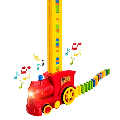 Domino Train Set - 80 Pcs Dominoes For Kids, Domino Train Toy Machine - Prepares Your Domino Rally Experience Automatically For Boys And Girls Age 3-8 #TOP7