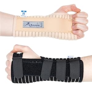 Actesso Breathable Wrist Support Brace Splint – Ideal for Carpal Tunnel, Sprains, and Tendonitis (Black, Medium Left)