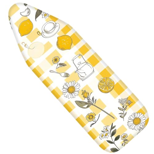 Image of Nuxovilar Yellow Gingham Lemons Ironing Board Cover 15x54 Polyester
