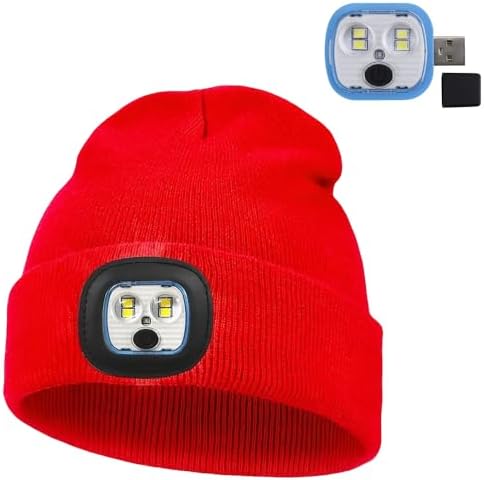 Unisex LED Beanie Hat with Light, USB Rechargeable Headlamp Beanie image 2