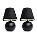 Simple Designs LT2008-BLK-2PK Mini Ceramic Globe Table Lamp 2 Pack Set with Matching Fabric Shade, Black