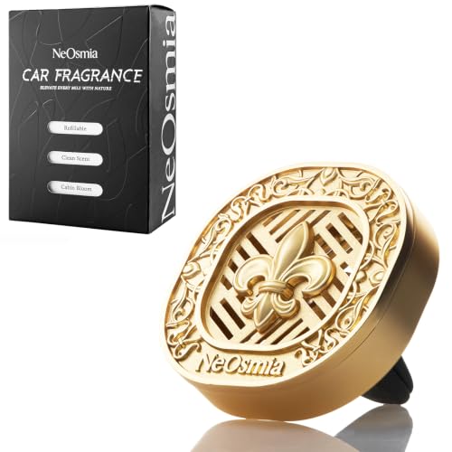 NeOsmia Car Air Freshener Vent Clip, Fleur-de-Lis Metal Car Diffuser with 3 Fragrance Refill Tablets, Long Lasting Scent for Auto and Home, Easy to Clip on Vent, Very Vanilla