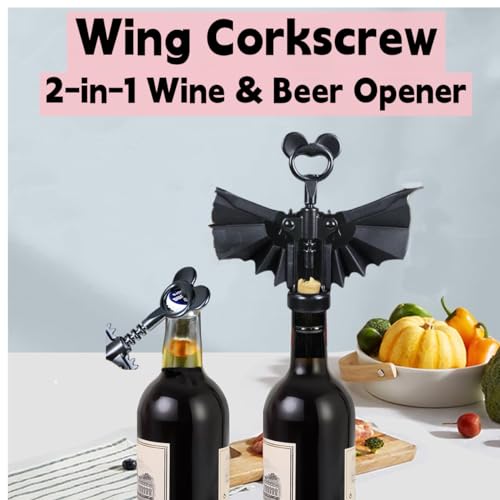 Bat 2-in-1 Wine & Beer Opener, Goth Corkscrew,Halloween Gifts for Women - image 2