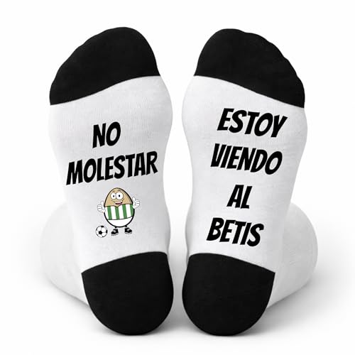 mundohuevo Calcetines Divertidos Hombre Fútbol “No molestar, estoy viendo al Betis” – Regalo Original para Fans del Real Betis, Cumpleaños o Navidad