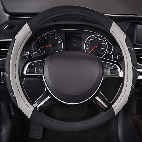 Image of Ritmo CAR Pass Steering Cover Steering Wheel Cover PVC Leather Beige Sport Style Universal Fit SUV Truck Sedan Car