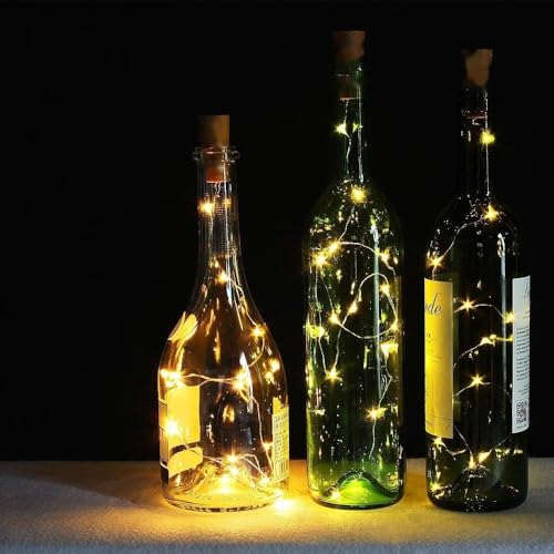 OUSMIN Lichterkette, USB Wiederaufladbare Weinflaschenlichter mit Korken, 2024 Version USB Lichterkette für Party Weihnachten – Ansicht 5