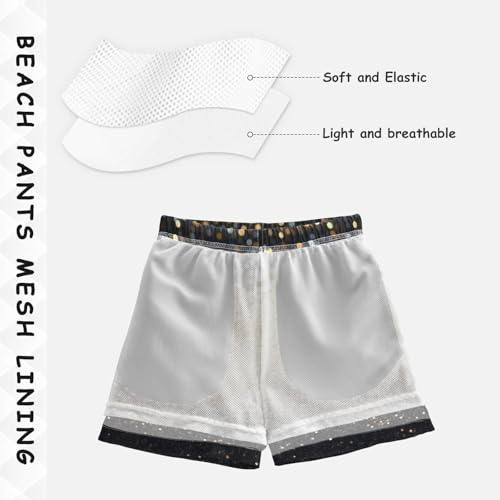 Pigsaly Boys' Swim Board Shorts Gradient Flashing Gold Champagne Glitter Boy's Swim Trunks Kids Swimwear M4